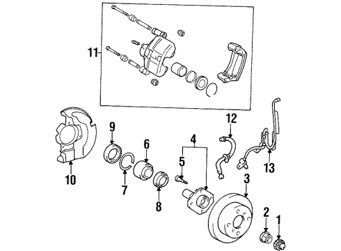 1996 Toyota Paseo Front Brakes Piston, Front Disc Brake Diagram for 47731-16040