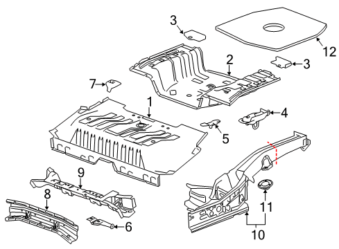 2013 Chevrolet Spark Rear Body - Floor & Rails Rear Floor Pan Diagram for 96847021