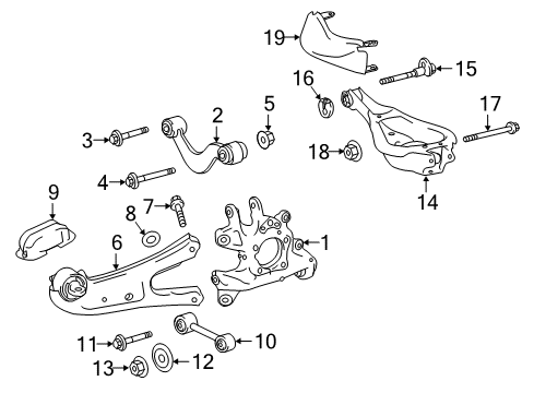 2021 Lexus RX450h Rear Suspension Components, Lower Control Arm, Upper Control Arm, Ride Control, Stabilizer Bar Carrier Sub-Assembly, Rear Diagram for 42305-0E080