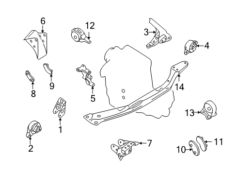 2002 Nissan Sentra Engine & Trans Mounting Pad-Engine Mounting Member Diagram for 11248-4Z700