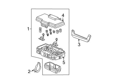 2003 Honda Civic Electrical Components Box Assembly, Relay Diagram for 38250-S5B-A01