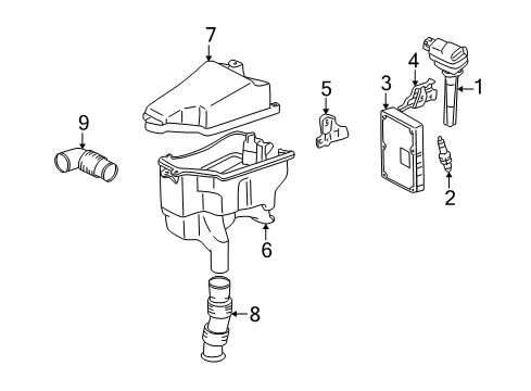 2005 Lexus LS430 Ignition System Duct, Engine Room ECU Inlet Diagram for 82775-50010