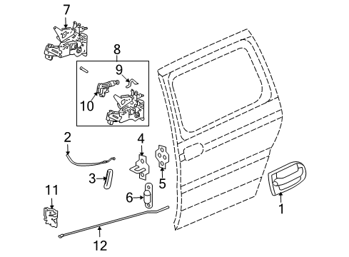 2005 Pontiac Montana Sliding Door Handle Diagram for 15222933