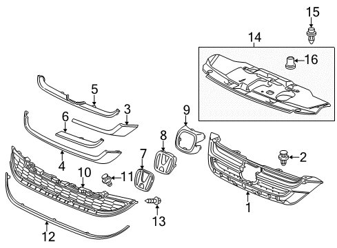 2011 Honda CR-V Grille & Components Screw, Tapping (4X12) Diagram for 93903-223J0
