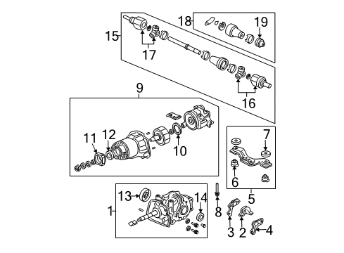 2011 Honda Element Axle & Differential - Rear Bracket B, L. RR. Differentialmounting Diagram for 50726-SCW-A02
