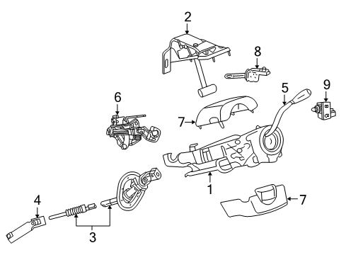 2014 Ram 2500 Steering Column & Wheel, Steering Gear & Linkage, Shroud, Switches & Levers Shifter-Gearshift Diagram for 1TM081U1AA