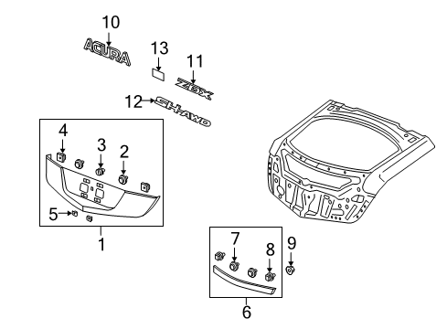 2010 Acura ZDX Exterior Trim - Lift Gate Bolt, Tail Gate Spoiler M5 Diagram for 74903-SZN-A00