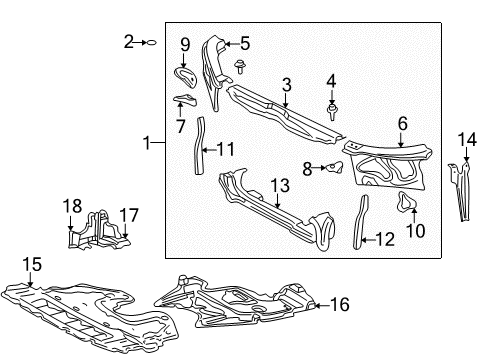 2003 Lexus IS300 Radiator Support Bracket, Front End Panel Mounting, RH Diagram for 53257-53010