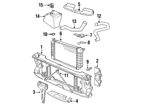 1994 Chevrolet C3500 Radiator & Components, Radiator Support Radiator Assembly Diagram for 52491625