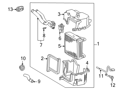 2005 Toyota MR2 Spyder Air Conditioner Evaporator Assembly Diagram for 88510-17300