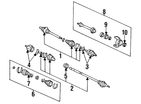 1992 Honda Prelude Drive Axles - Front Shaft Set, Driver Side Diagram for 44011-SS0-982