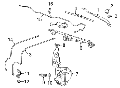 2019 Cadillac Escalade ESV Wiper & Washer Components Rear Arm Diagram for 23270089