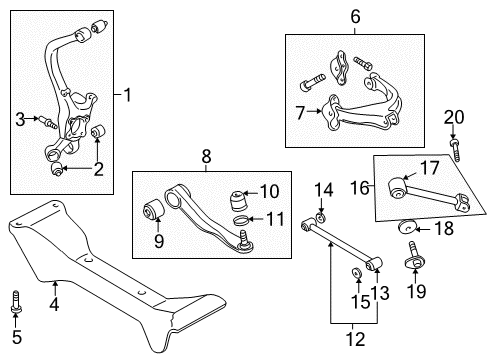 2005 Kia Optima Rear Suspension Components, Lower Control Arm, Upper Control Arm, Stabilizer Bar Bolt Diagram for 55118-38000