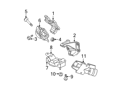 2005 Dodge Ram 2500 Engine & Trans Mounting Bracket-Engine Mount Diagram for 52021138AA