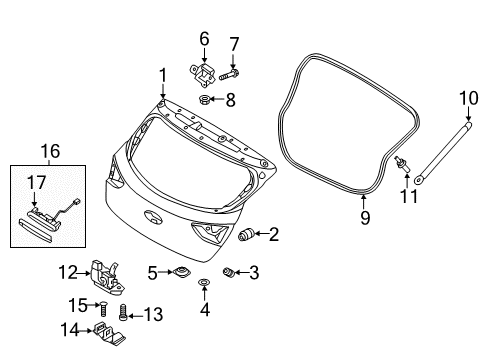 2020 Hyundai Elantra GT Lift Gate Handle Assembly-Tail Gate Outside Diagram for 81260-G3000