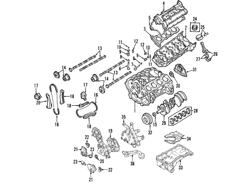 2003 Infiniti Q45 Engine Parts, Mounts, Cylinder Head & Valves, Camshaft & Timing, Oil Pan, Oil Pump, Crankshaft & Bearings, Pistons, Rings & Bearings, Variable Valve Timing Camshaft Assy Diagram for 13020-AR005