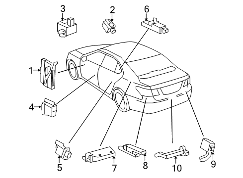2011 Lexus LS460 Keyless Entry Components Electrical Key Transmitter Sub-Assembly Diagram for 89904-50F90