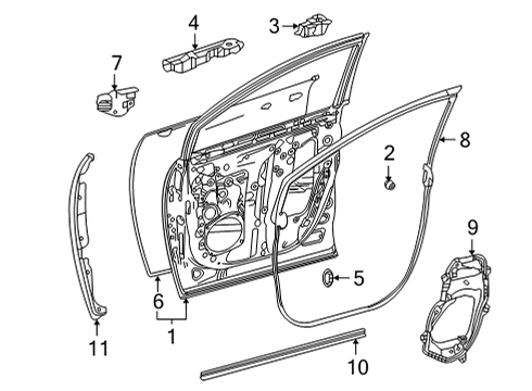 2022 Toyota Sienna Door & Components Door Shell Diagram for 67002-08080