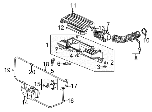 2002 Honda S2000 Filters Cover, Air Cleaner Diagram for 17210-PCX-000