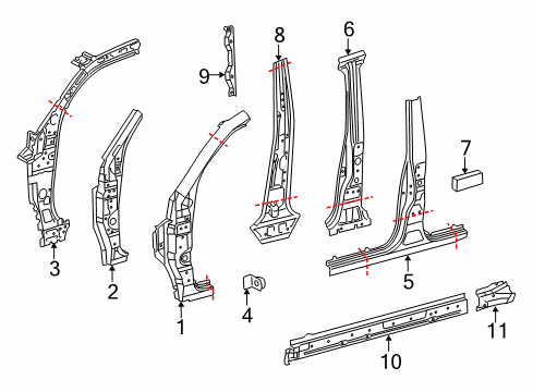 2020 Lexus LX570 Center Pillar & Rocker, Hinge Pillar Inner Pillar Diagram for 61013-60060