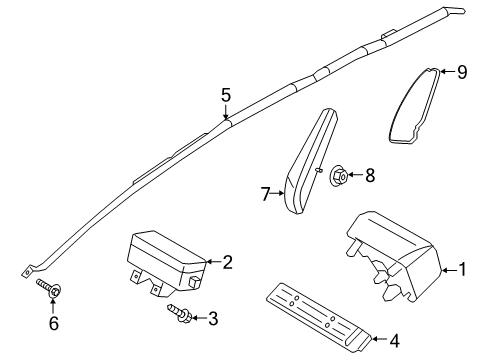 2017 Ford Fusion Air Bag Components Passenger Inflator Module Diagram for HP5Z-54044A74-A