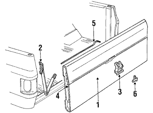 1988 Chevrolet Blazer Tail Gate & Hardware, Exterior Trim End Gate Latch Assembly Diagram for 473995