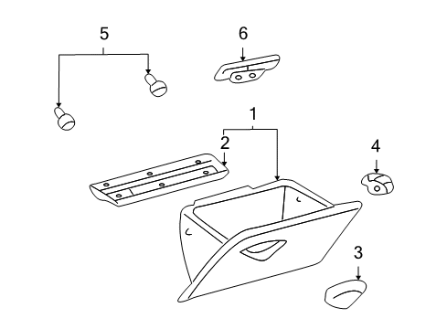 2002 Ford Focus Glove Box Striker Diagram for YS4Z6106064AA