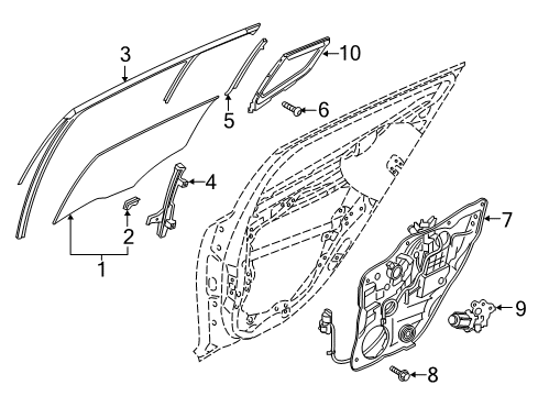 2019 Kia Stinger Rear Door Run-Rear Door Window Glass Diagram for 83540J5000