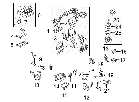 2005 Mercury Mountaineer A/C Evaporator & Heater Components Evaporator Core Diagram for 4L2Z-19860-AA
