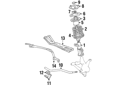 1991 Lexus ES250 Shocks & Suspension Components - Front Bracket, Stabilizer, Front Diagram for 48824-32040