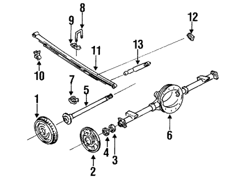 1999 Cadillac Escalade Rear Suspension Components, Stabilizer Bar U-Bolt Spacer Diagram for 15733654