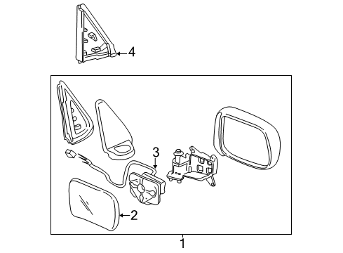 2004 Honda CR-V Mirrors Mirror, Passenger Side (1400R) Diagram for 76203-S10-A01