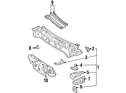 1992 Lexus ES300 Cowl Panel Sub-Assy, Dash Diagram for 55101-33030