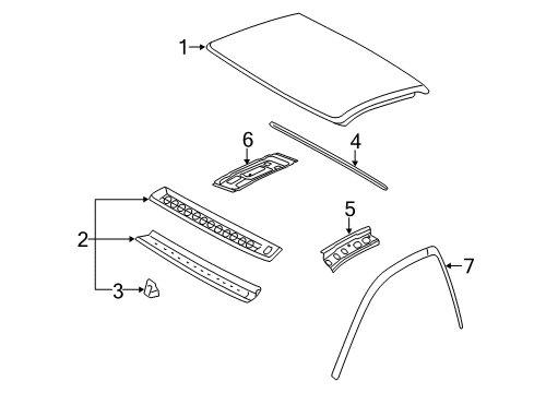 2007 Chevrolet Silverado 3500 HD Roof & Components Weatherstrip Asm-Front Side Door Roof Drip Diagram for 25819242