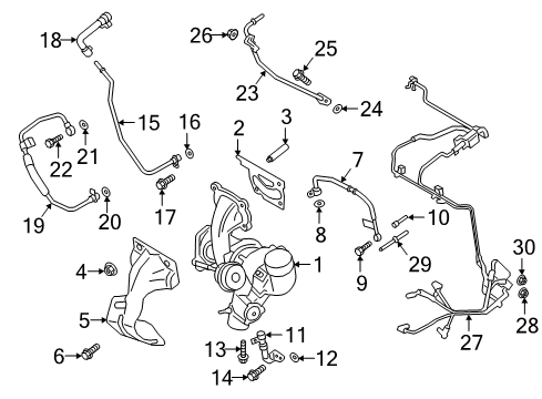 2018 Ford Focus Turbocharger Oil Feed Tube Bolt Diagram for EJ7Z-00812-A