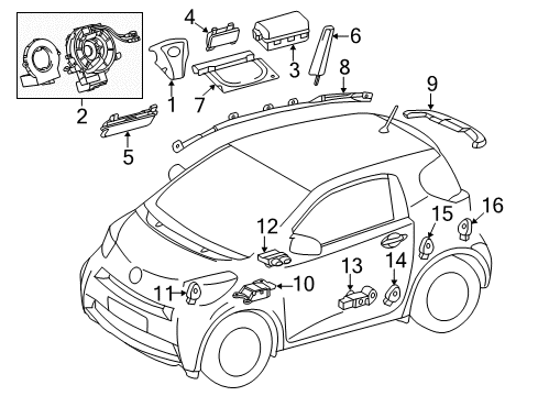 2014 Scion iQ Air Bag Components Front Sensor Diagram for 89173-79055