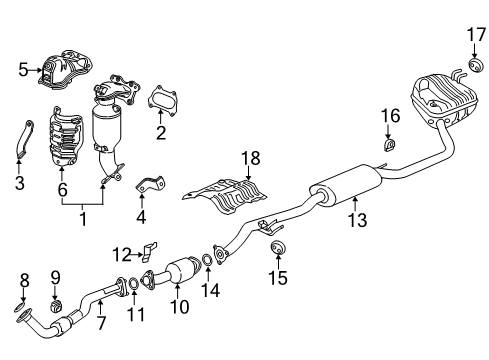 2019 Honda CR-V Exhaust Components Cover Comp, Prim C Diagram for 18121-5A2-A10