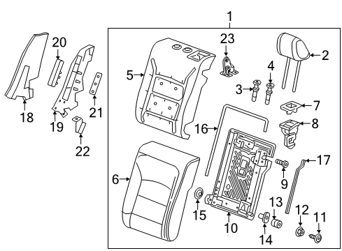 2016 Chevrolet Cruze Rear Seat Components Seat Back Frame Inner Cover Diagram for 13586169