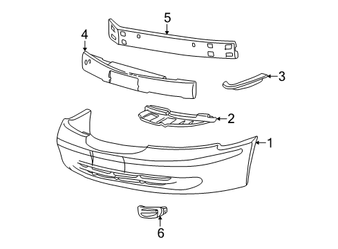 2000 Mercury Sable Front Bumper Bumper Cover Guide Bracket Diagram for YF1Z-17C972-AB