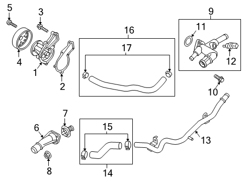 2016 Hyundai Tucson Powertrain Control Pump Assembly-Coolant Diagram for 25100-2E005