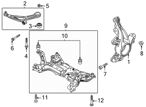 2021 Ford Bronco Sport Front Suspension Components, Lower Control Arm, Stabilizer Bar Engine Cradle Rear Bolt Diagram for -W720388-S439