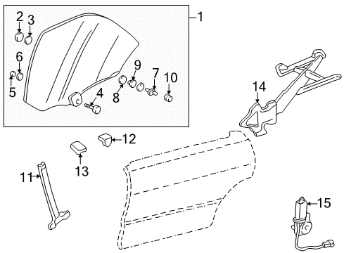 1996 Acura Integra Rear Door Guide, Left Rear Door Center Diagram for 72787-SL4-023