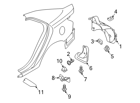 2010 Kia Forte Exterior Trim - Quarter Panel Guard Assembly-Rear DEFLECTOR Diagram for 868621M000