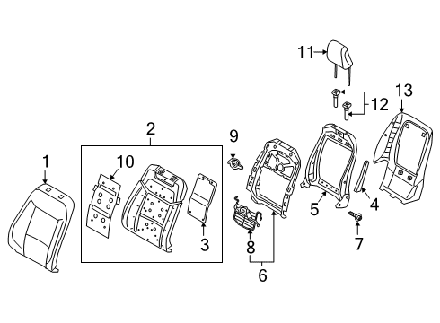 2022 Ford Explorer Front Seat Components Seat Back Heater Diagram for LB5Z-14D696-E