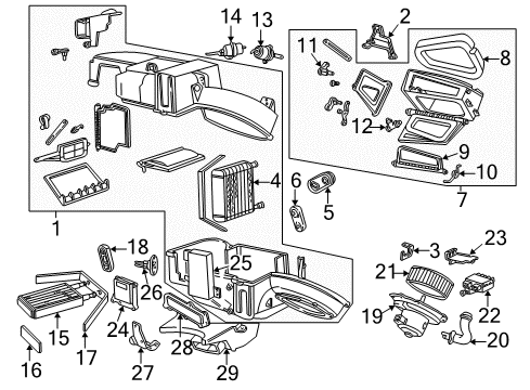 2004 Mercury Sable A/C Evaporator & Heater Components Housing Assembly Diagram for 2F1Z-19850-A