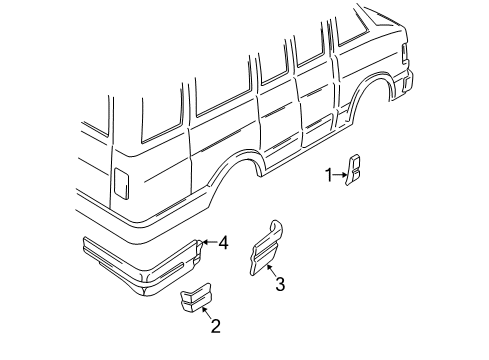 1996 Dodge B1500 Side Panel, Exterior Trim MOULDING, Door Diagram for 55294952