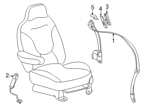 2006 Mercury Monterey Front Seat Belts Buckle Extension Diagram for YL8Z-78611C22-AA