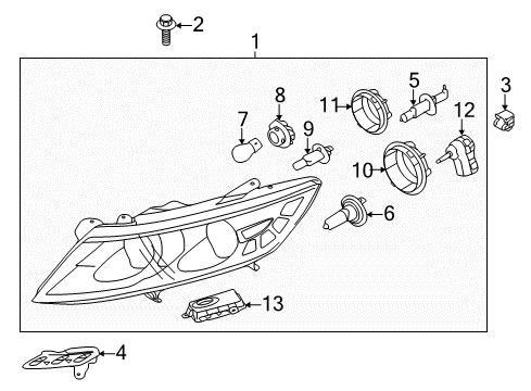 2011 Kia Optima Headlamps Driver Side Headlight Assembly Diagram for 921014U030