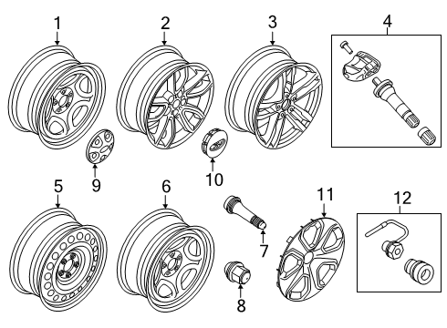 2022 Ford Explorer Wheels Wheel, Alloy Diagram for LB5Z-1007-L