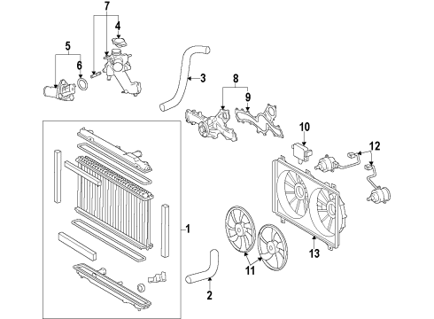 2015 Lexus GS350 Cooling System, Radiator, Water Pump, Cooling Fan Radiator Assembly Diagram for 16400-31800